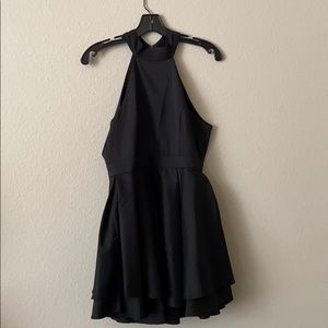 Lulus black open back semi-formal dress.